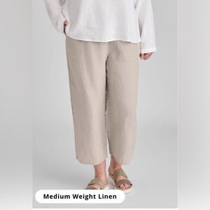 FLAX Flood Size S 100% Linen, Wide Leg, High Rise, Elastic Waist, Natural Color